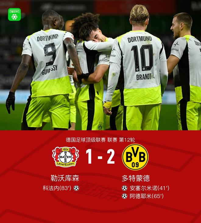 剑南春｜多特2-1客胜勒沃库森，安塞尔米诺、阿德耶米建功