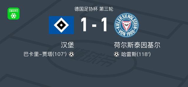 汉堡1-1基尔，巴卡里-贾塔打破僵局，哈雷斯扳平